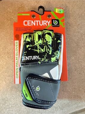 Century Brave Youth Open Palm Training Gloves - Black & Neon Green